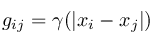 g_{ij}=\gamma(|x_i-x_j|)